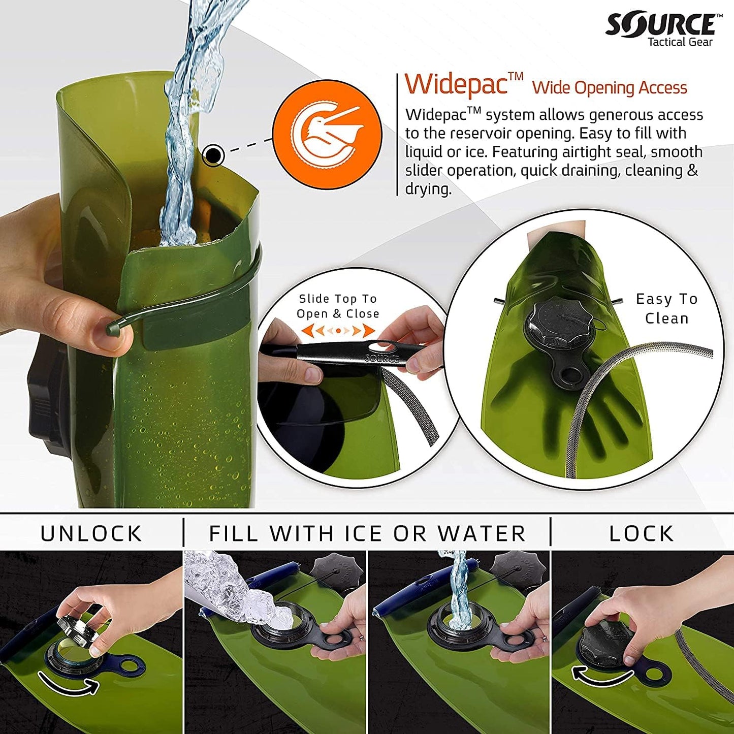 Source WXP 3L Storm Valve Foliage Hydration Reservoir System - Leakproof Widepac Closure