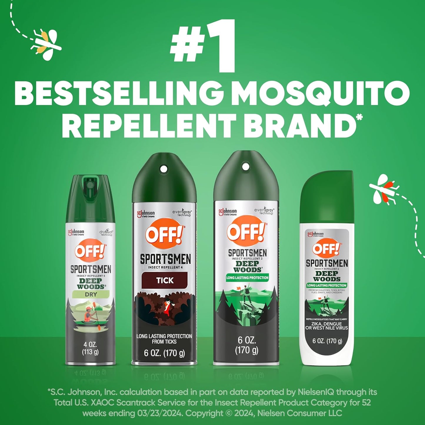 OFF! Deep Woods Sportsmen Insect Repellent Aerosol, Bug Spray Containing 30% Deet, Protects Against Mosquitoes, 6 Oz, 4 Count