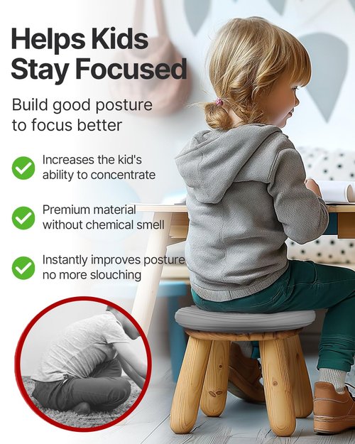 YOTTOY Wobble Cushion - Engage Core Stability with our Extra Thick Premium Balance Disc for Adult Balance and Sensory Wiggle Seat for Kids (gray)