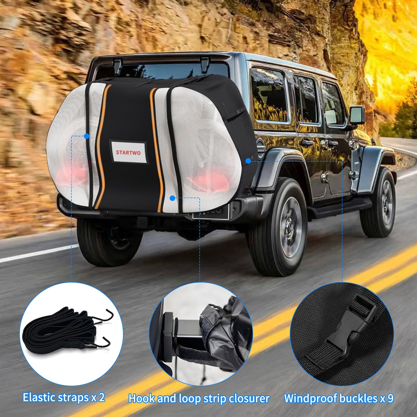 STARTWO Bike Cover for Transport on Rack, Bike Cover for Transport 1-2 Bikes, Bicycle Cover Heavy Duty Waterproof & Windproof Bike Covers Outdoor Storage with Reflective Strips