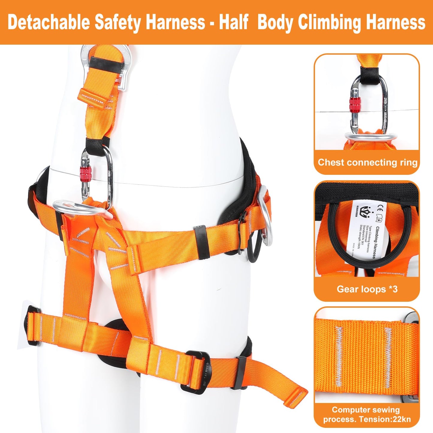 QIANJIEER Full Body Climbing Seat Belt, Tactical Rescue Construction, Carving, Rock, Tree Climbing, Fire Rescue, Engineering Protection, Rappelling Equipment