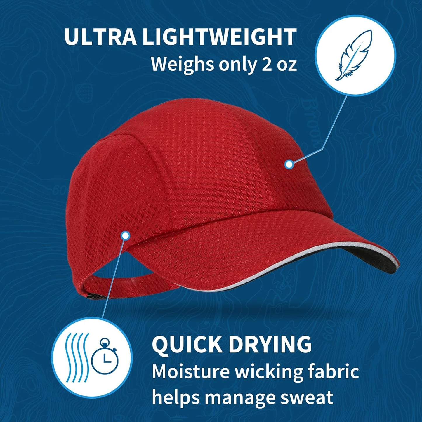 TrailHeads Performance Mens Running Hat - Lightweight, Quick Dry Workout Hats for Men - Athletic Sports Cap for Tennis, Gym