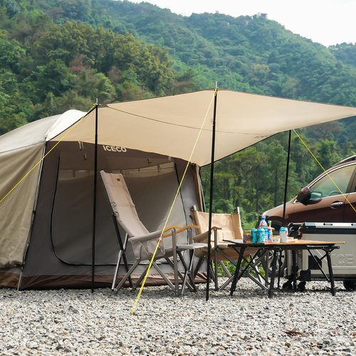 ICECO Camping Tent 4 Person, Waterproof Tents for Camping, Double Layer Tent with 4 Screen Room, Easy Setup Portable with Carry Bag for Outdoor, Picnic, 1.7M Height