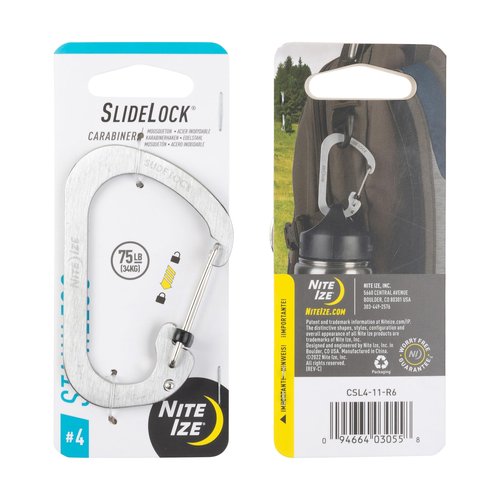 Nite IZE SlideLock Carabiner Stainless Steel - Key Holder Carabiner for Daily Use - Secure Keychain Organizer with Lock - Lockable Carabiner Fits Multiple Keys - Size 4 (4 Pack)