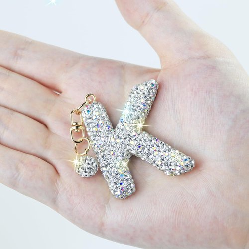 Mokoart Glitter Letter Charms for Stanley Cup, Water Bottle Charms for HydroJug Traveler & Stanley Tumbler with Handle, Cute Initial Name ID with Bling Letter for Stanley Cup Accessories (T)
