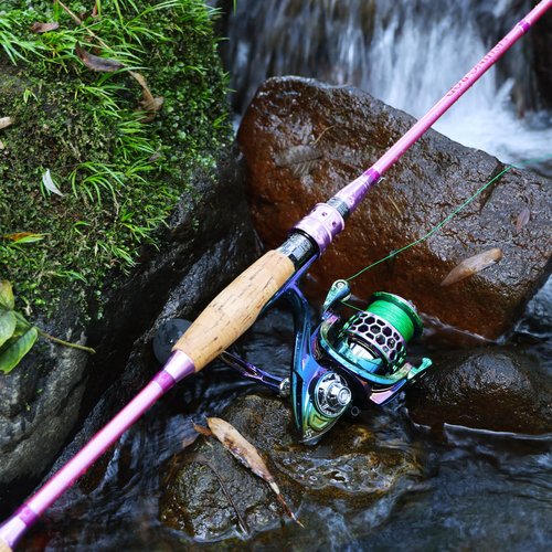 Sougayilang Spinning Rod Reel Combos,Colorful Two Pieces Spinning Pole with Smooth Strong Reel Available for Freshwater Saltwater Best Gifts