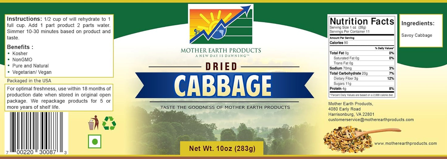 Mother Earth Products Dried Cabbage,10 oz