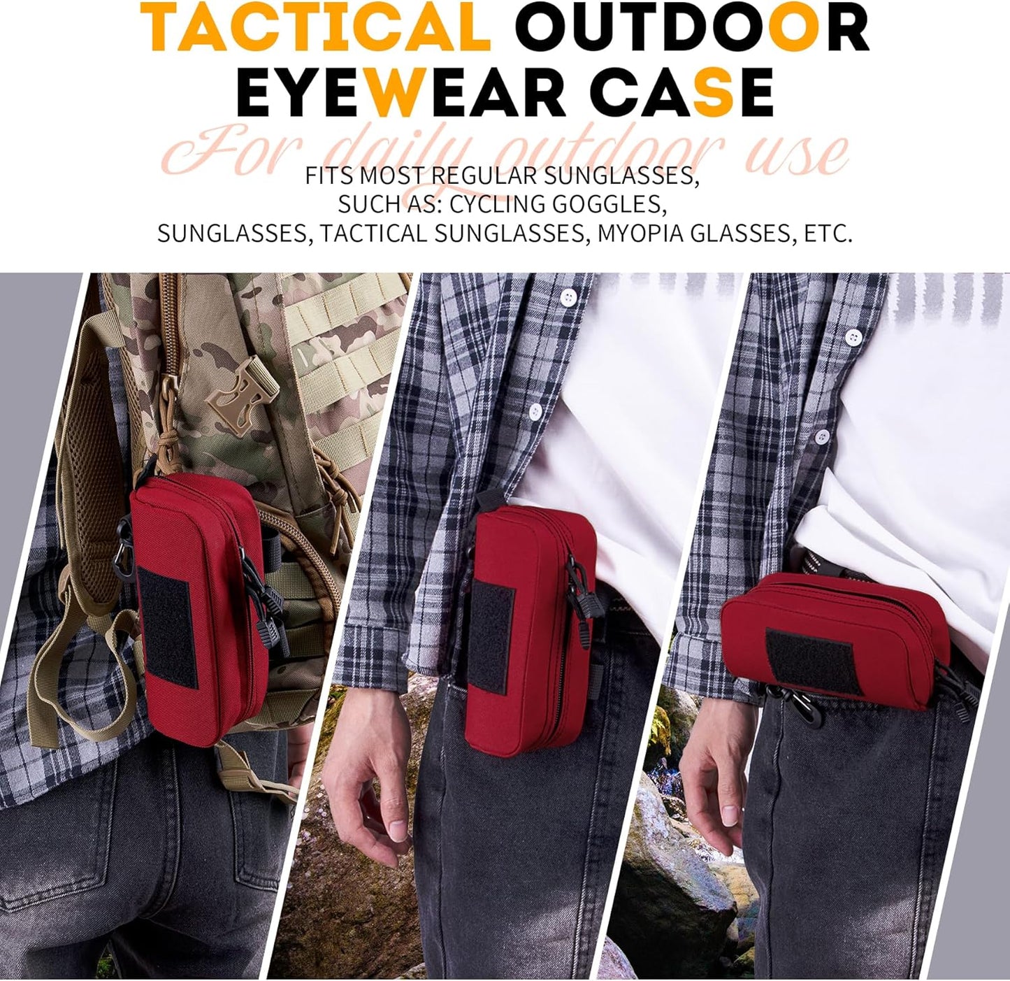 IronSeals Extra Large Tactical Molle Sunglasses Case Anti-Shock Semi-hard Clamshell Glasses Case, X-Large