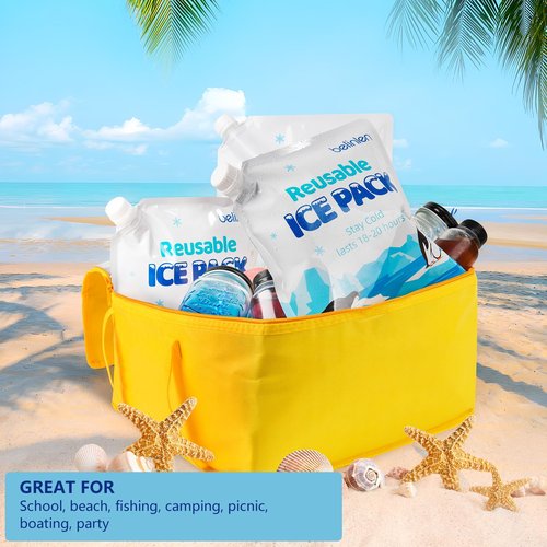 Belinlen 12 Pack Cooler Shock Ice Packs for Cooler Reusable 10x10 Inch Long Lasting Cooler Packs, Cooler Ice Packs Freezer Packs for Cooler Bag, Lunch Bags, Cooler Backpacks