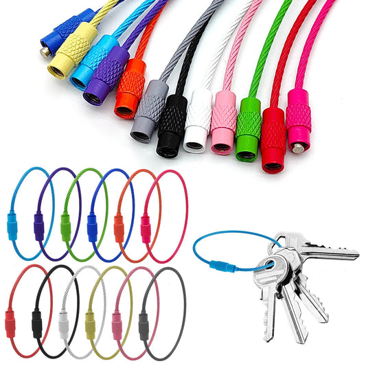 36Pcs Stainless Steel Wire Key Rings 6 Inch Steel Wire Key Ring Steel Cable Wire Key Chain 1.5mm Colored Coated Keychains Cable Loops Connecter for Luggage Tag Loops,Keyrings,Tag Keepers(12 Colors)