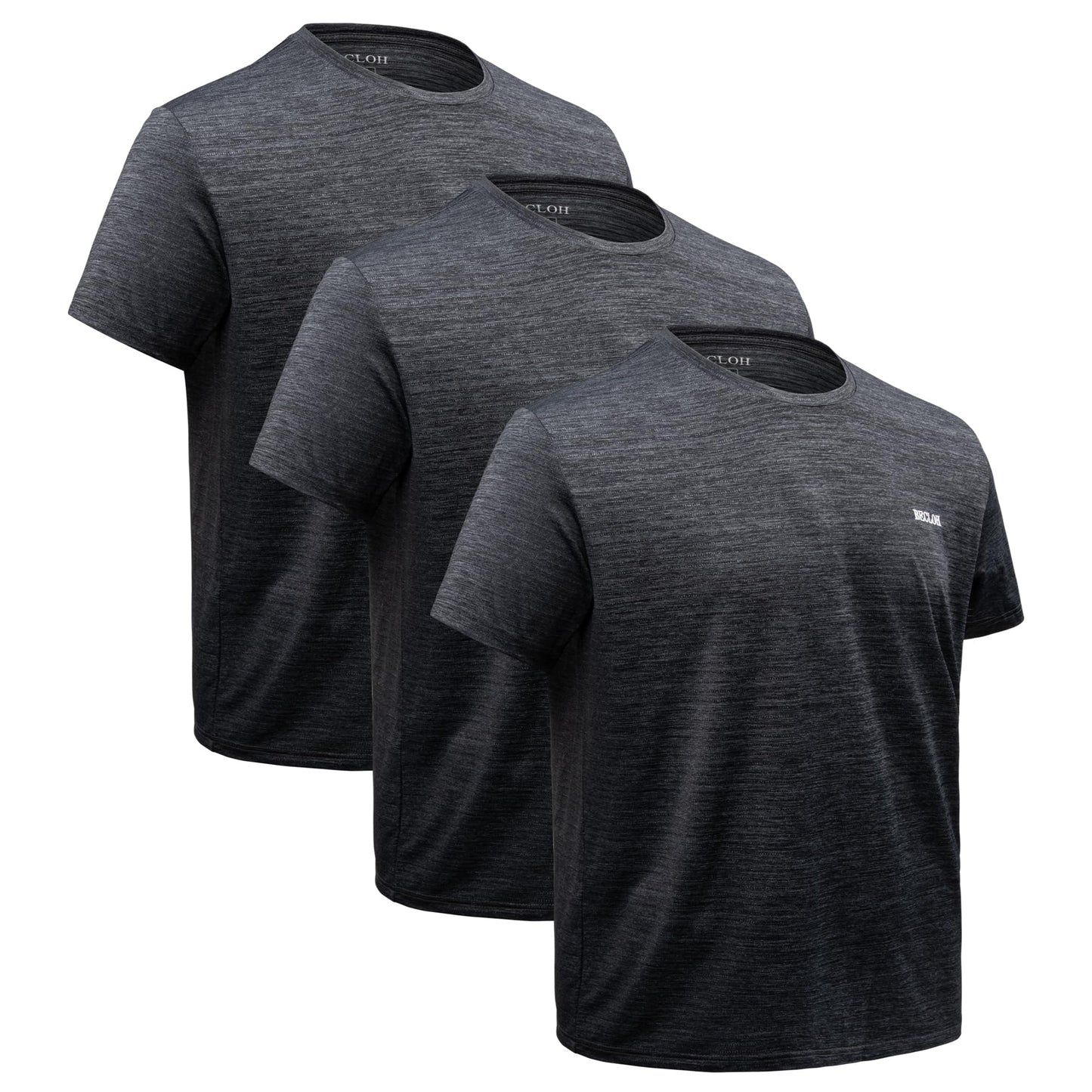 BECLOH Men’s Dry-Fit T-Shirts Moisture Wicking Short Sleeve Mesh Athletic Workout Tees Crewneck Polyester Shirts(Dark Grey*3,M)