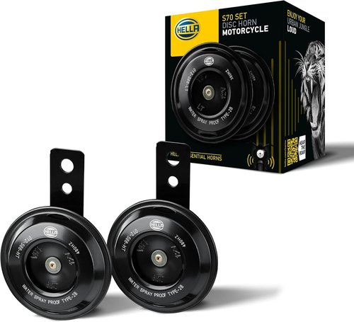 HELLA 012588061 Motorcycle Series Black 12V Disc Horn (Universal Fit-Single Blister Pack)