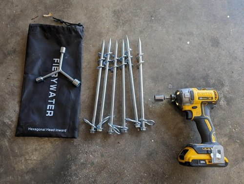 Ground Anchors Screw in 6 Pack-12 Inch Heavy Duty Galvanized Hex Head Tent Stakes Kit for Swing and Trampoline Set High Wind Solid Metal Dog Tie Out Stake