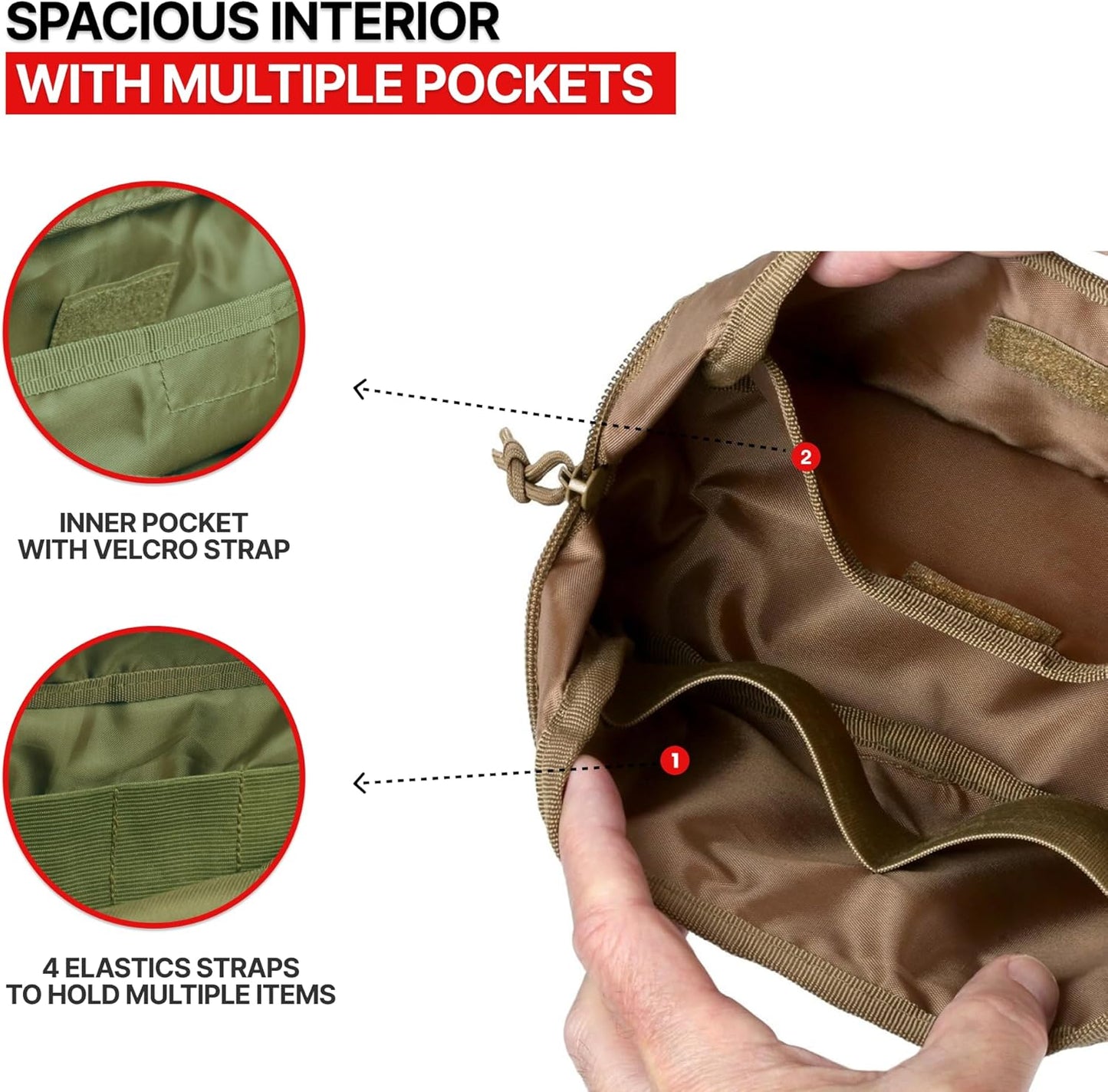 Horizontal Zippered Multi-Purpose Molle Admin Pouch Utility EDC Tool Gear Gadget Waist Bag Organizer