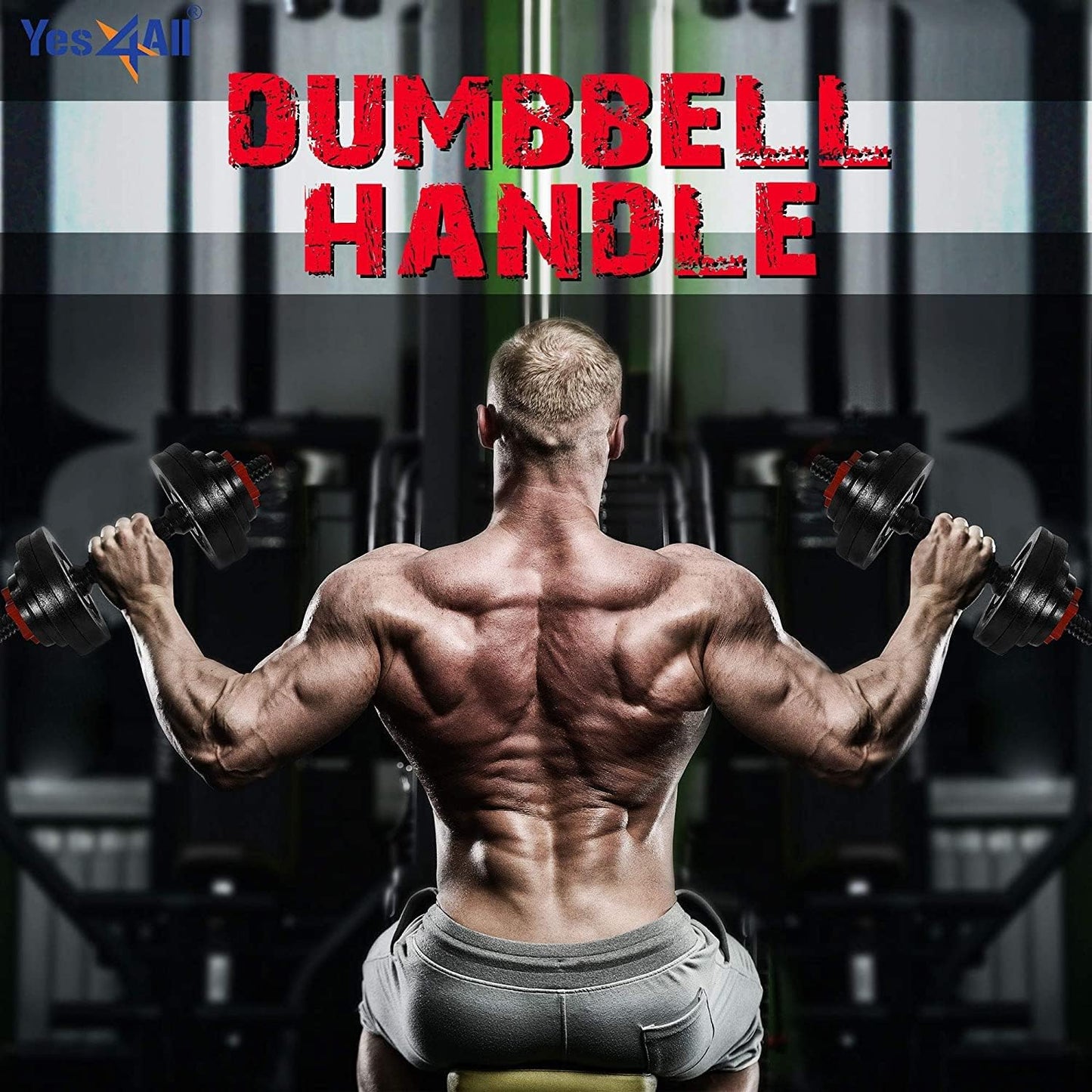 Yes4All Pair of Threaded Dumbbell Handles 14/16/18/24 inch, Chrome/Rubber Grip, Fit 1” Plates, Weight Bar Connector