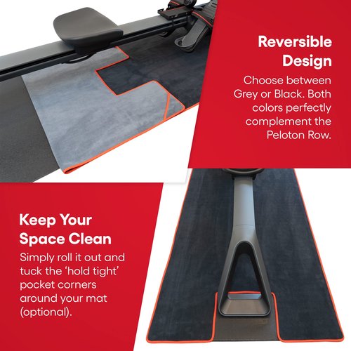 Mat Sweat Towel for Peloton Row - Custom Floor Mat for Peloton Rower - Accessories for Peloton - Keep Your Floor Clean of Sweat - Reversible Design