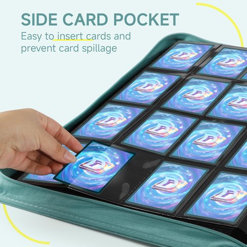 Deoyibu Card Binder with 1024 Cards,16 Pocket Trading Card Binder Includes 32 Page Storage Sleeves,Collection Card Album,Card Holder to Organize and Protect Cards,Green