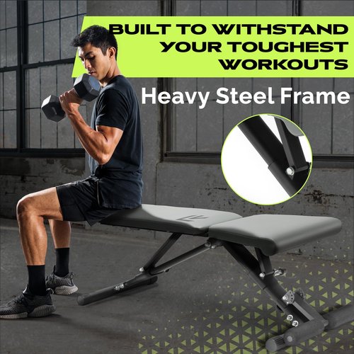 Rage Fitness Weight Bench Press Seat, Folding Bench for Home Gym, Adjustable Bench for Weight Lifting, Strength Training Bench for Full Body Workout, Incline Decline Workout Bench, Stable Gym Bench