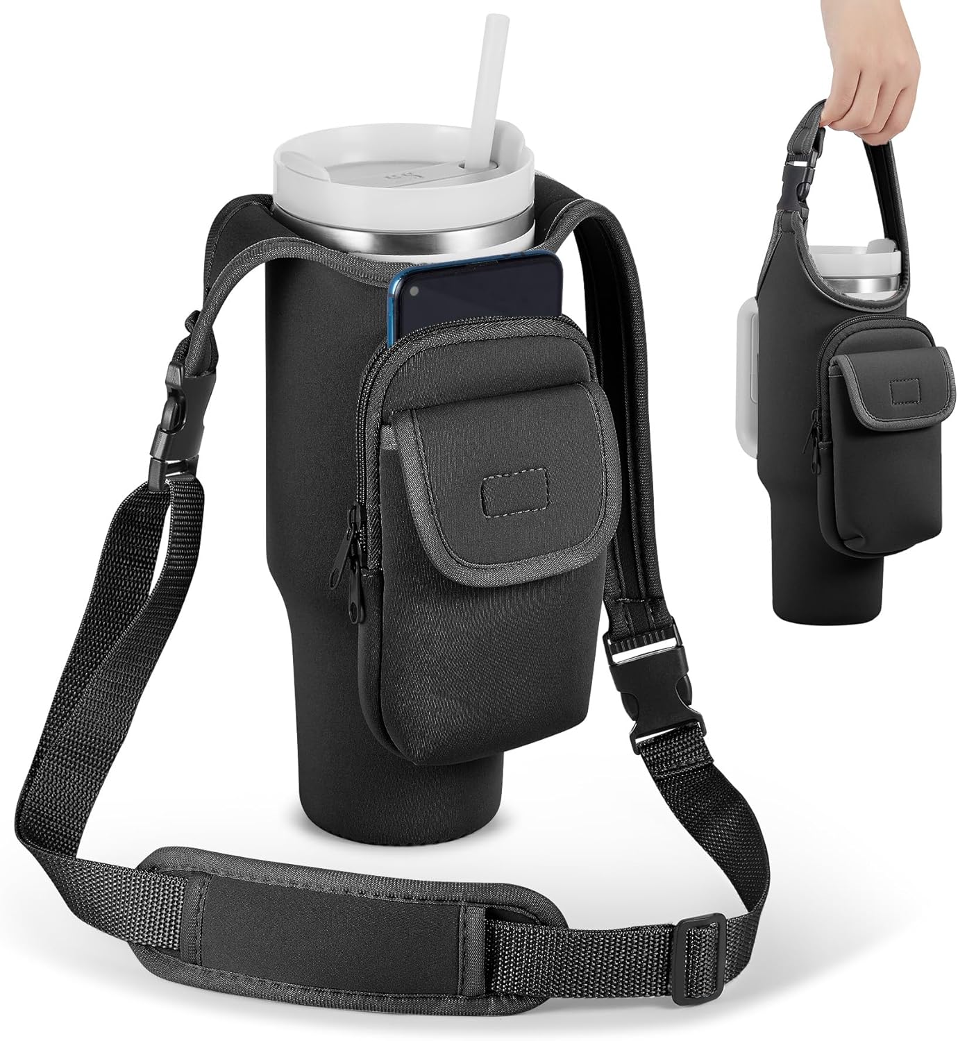Insulated Neoprene Carrier Bag for Stanley 40/30oz Tumbler | Phone & Flap Pockets
