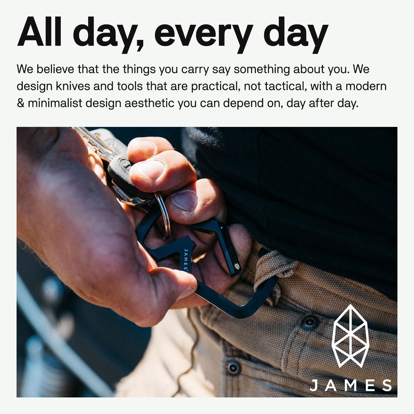 JAMES° Mehlville Machined Carabiner with Dual Compartment Design to Securely Lock Your Keys, Lightweight Single Body Construction for Everyday, Black