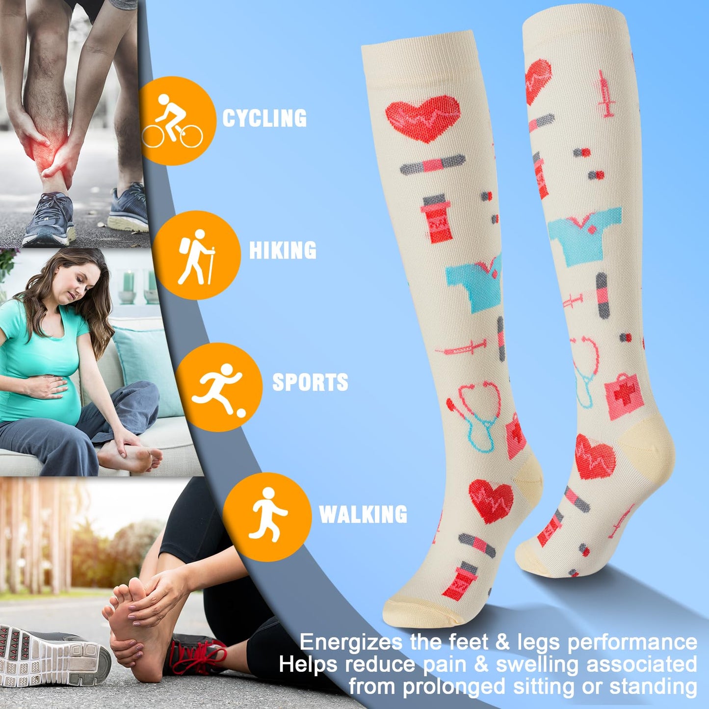 bropite Compression Socks for Women & Men Circulation-Support Knee High Socks 20-30 mmhg-Best for Running,Medical,Nurse,Travel