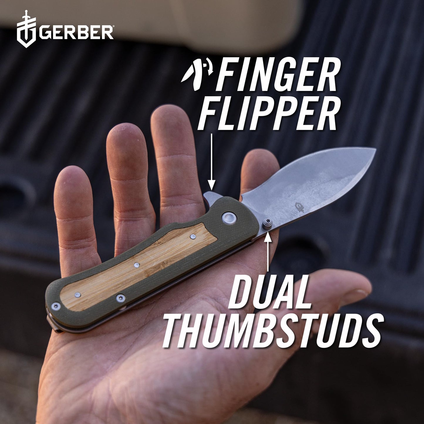 Gerber Gear Confidant EDC Pocket Knife, 3.2" Drop Point Plain Edge Folding Knife, Jade and Black Bamboo