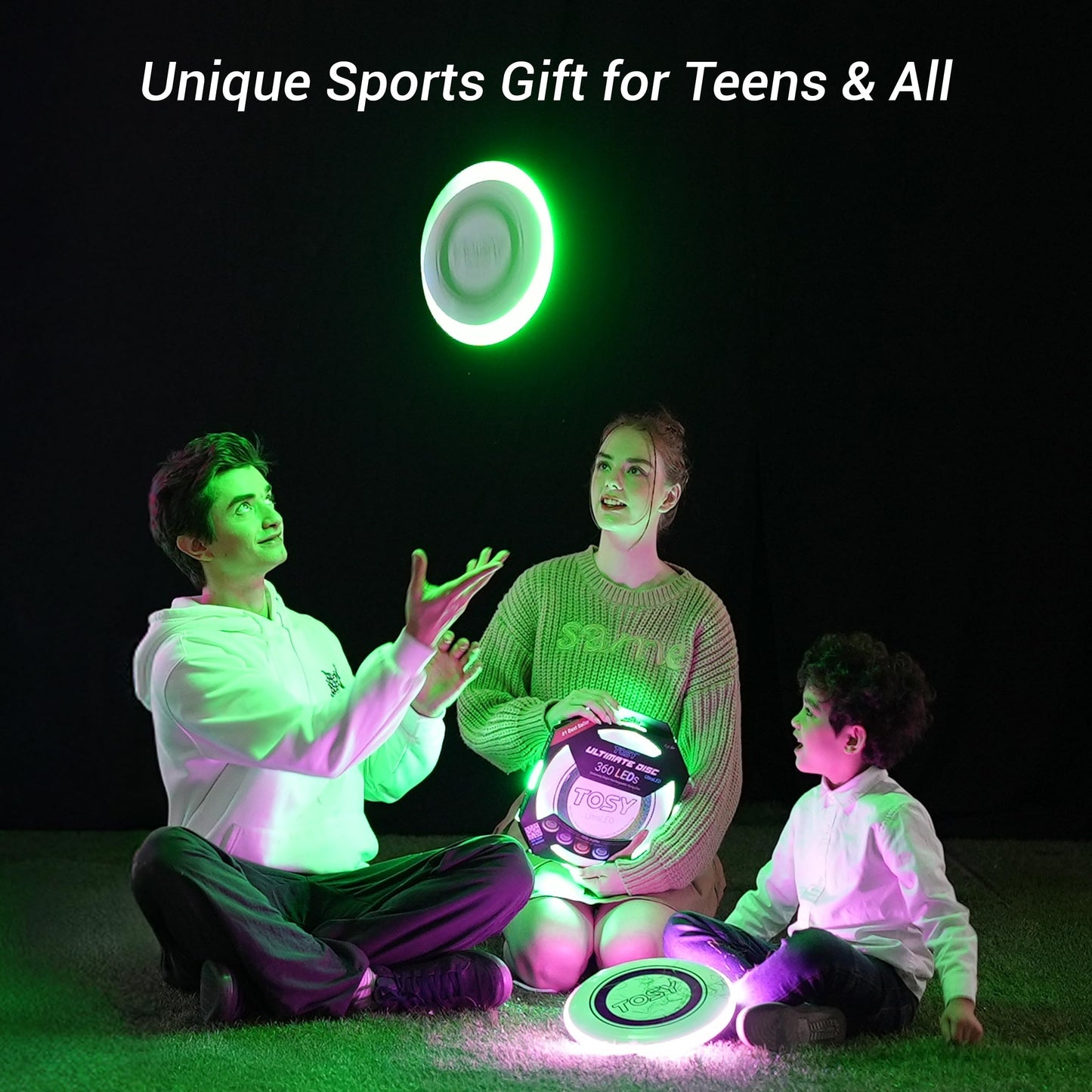 TOSY Flying Disc - 36 Monocolor LEDs, Extremely Bright, Smart Modes, Camping Essentials for Teens/Kids/Adults/Men/Boys/Girls, Auto Light Up, Rechargeable, Waterproof, 175g