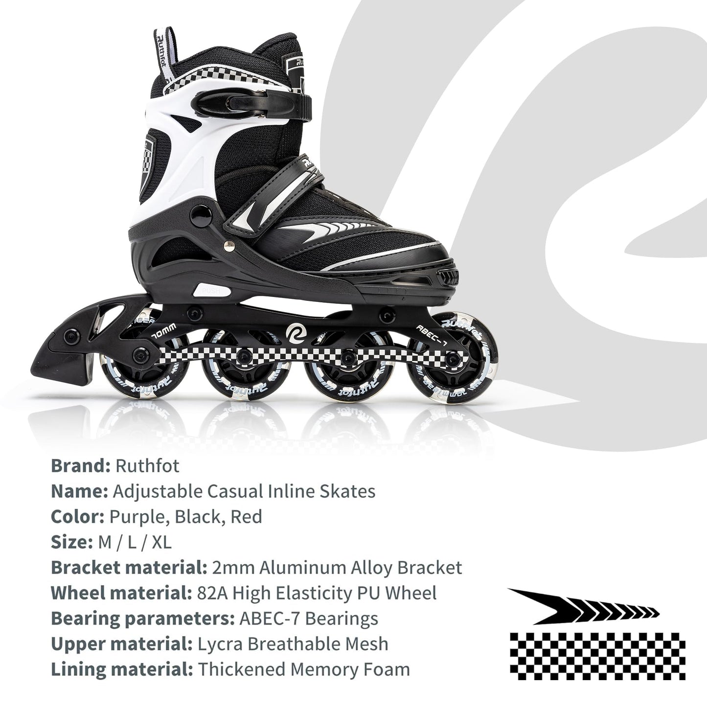 Ruthfot Adjustable Inline Skates for Boys and Girls with Full Light Up Wheels, Outdoor Rollerskates for Kids and Women