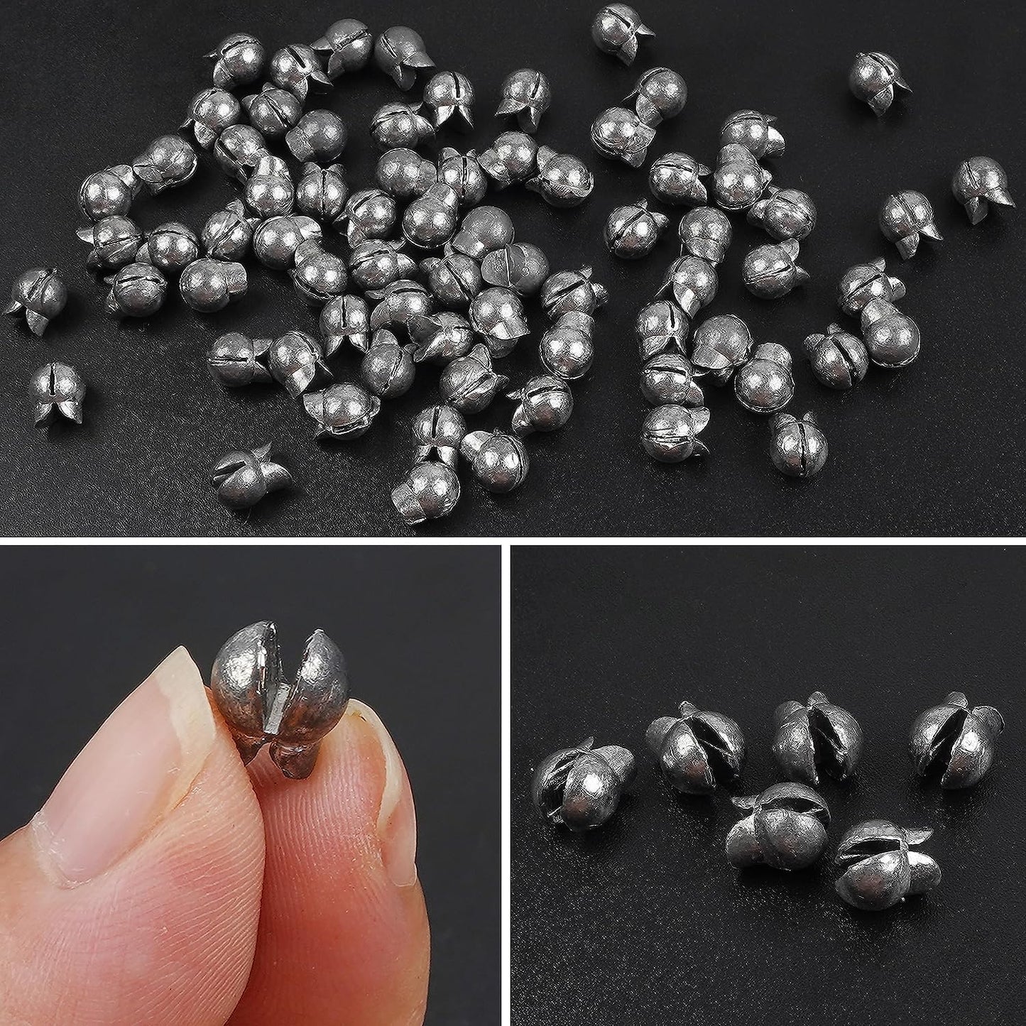 Fishing Weights 100pcs Lead Split Shot Fishing Sinkers Clip on Removable Fishing Line Weight Round Egg Sinker Bass Fishing Freshwater (3g-100pcs)