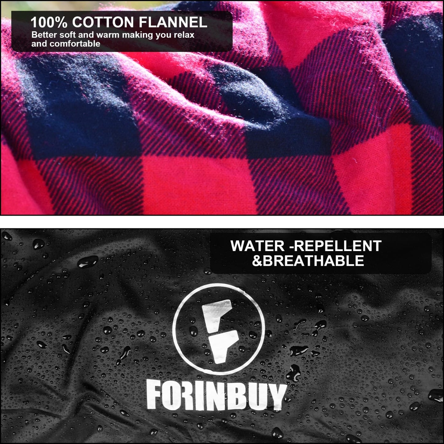 FORINBUY Flannel Sleeping Bag Cold Weather for Adults XL Camping Cotton Sleeping Bag 4 Season Big and Tall, Waterproof with Compression Sack
