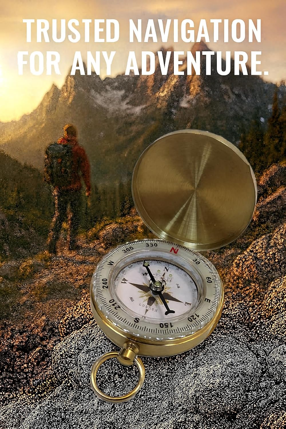 Glow in The Dark Brass Pocket Compass – Waterproof Navigation Tool for Camping, Hiking, Backpacking, Orienteering, Hunting, Survival Gear, Outdoor Safety & Adventure Gift