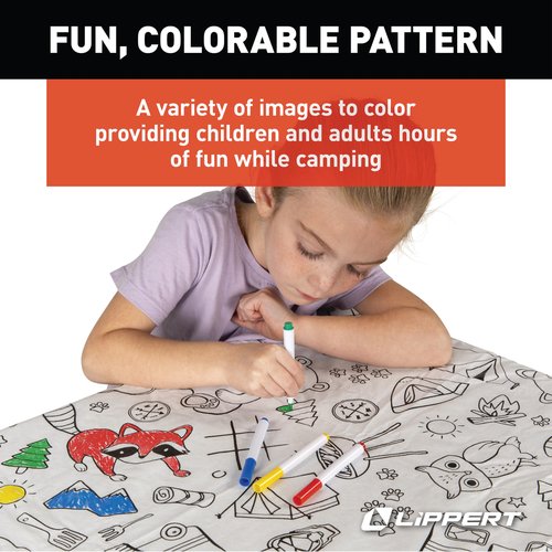 Lippert Color Escape Vinyl Tablecloth/Bench Cover Set for Camping and Picnics with 100% PEVA Material, Waterproof and Stain-Resistant Fabric - 2023051696
