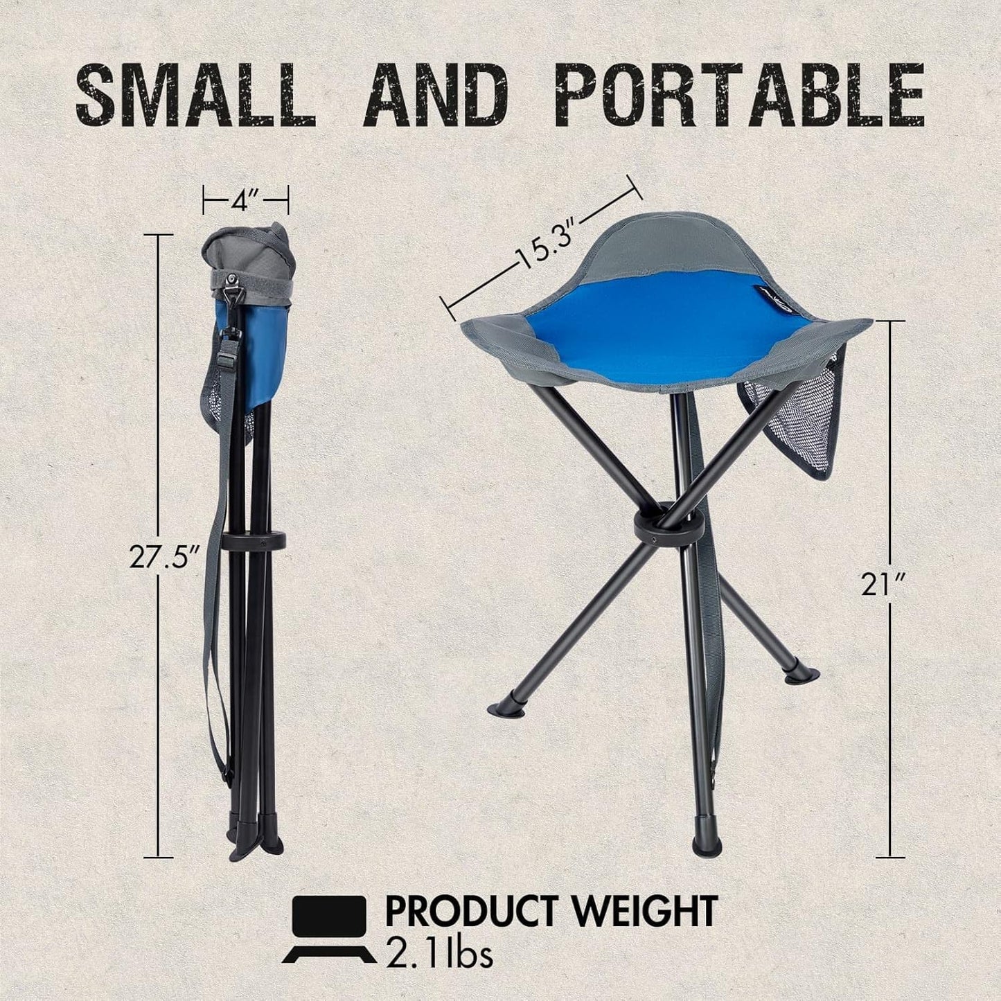 Portal Tall Folding Tripod Stool for Outdoor Camping Walking Hunting Hiking Fishing Travel, Support 225 lbs