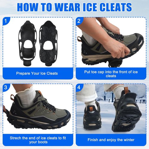 Spikeless Ice Cleats,Anti-Slip Snow Winter Traction Grips Crampoms for Slick Wet Surface Indoor Outdoor Use Ice Shoes Grippers Rubber Tread Overshoes No Strap Large/XLarge