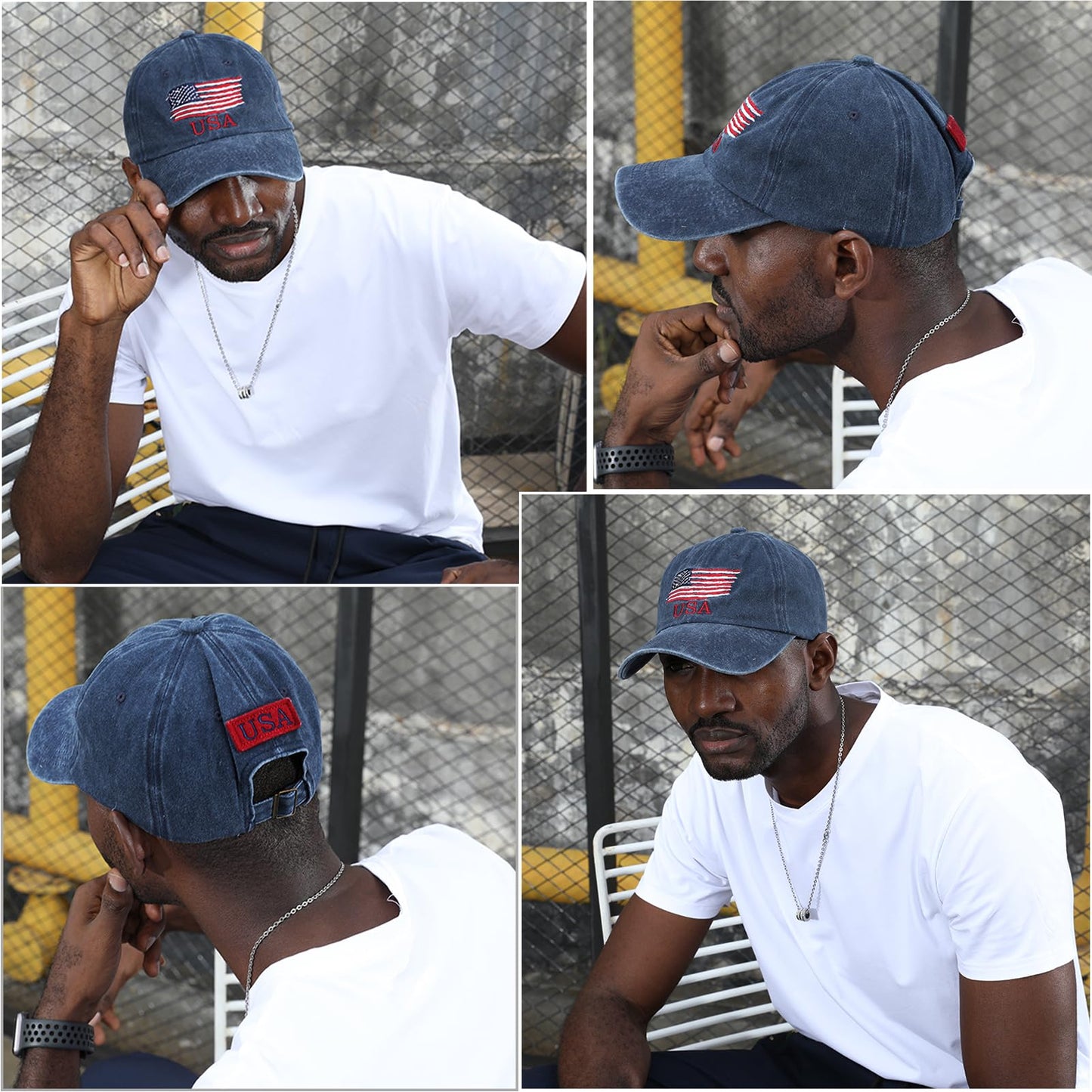 Washed American Flag Baseball Cap Retro Adjustable Sun Dad Gift Hats for Men Women Fashion Trucker Cap Unisex Navy