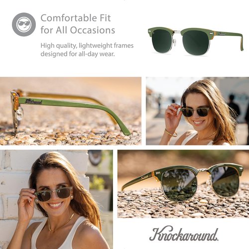 Knockaround Brooklines Polarized Sunglasses for Men & Women - Impact Resistant Lenses & Full UV400 Protection, Coyote Calls