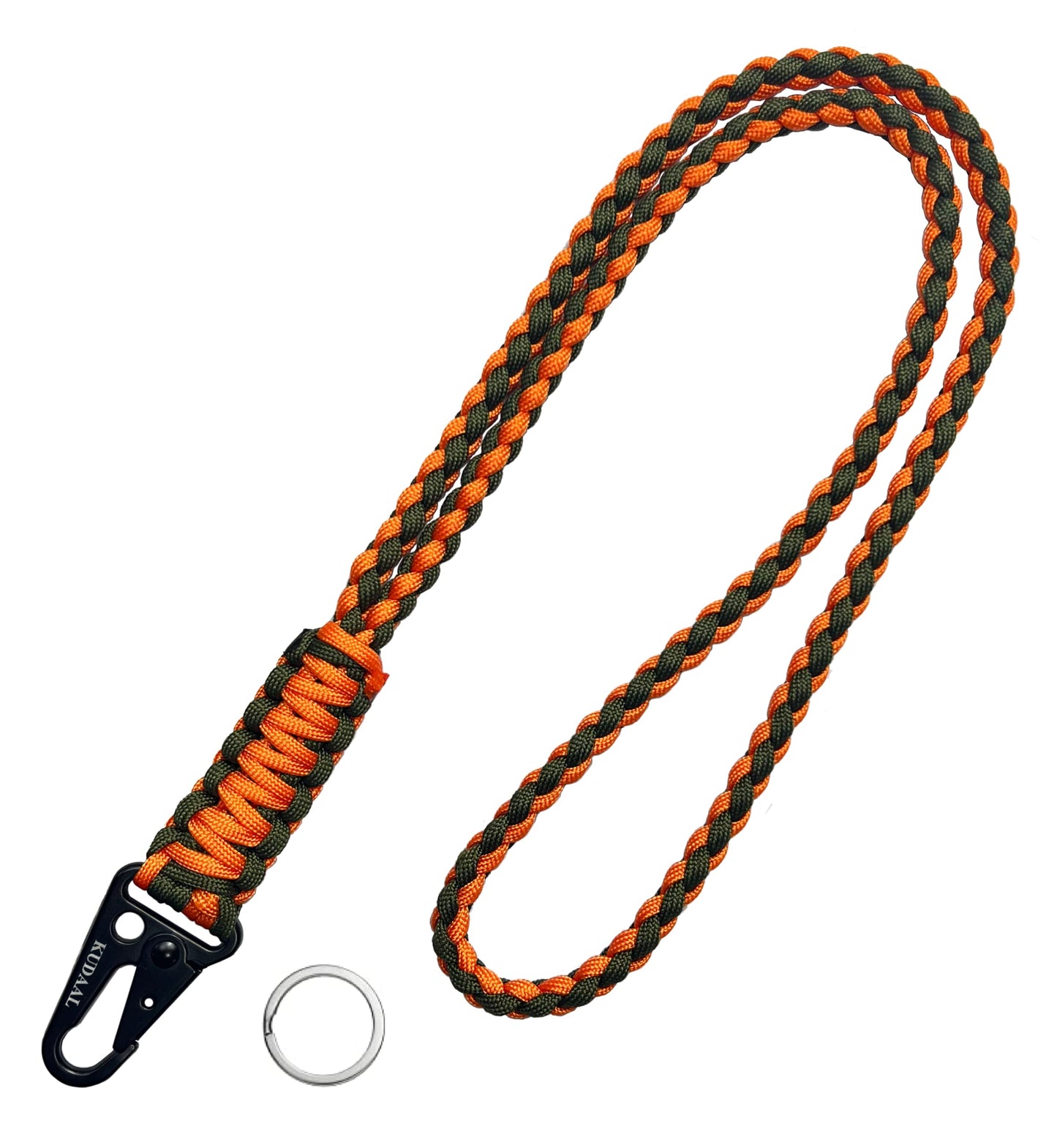 KUDAAL Paracord Lanyard Keychain (Orange, Green) - Heavy Duty for Outdoor Enthusiasts, Everyday Users