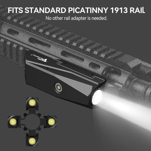 VOTATU PL50 Tactical Flashlight for Rifle - 1450 Lumens Weapon Light Compatible with Picatinny Rail, Magnetic USB Rechargeable, High/Low Modes
