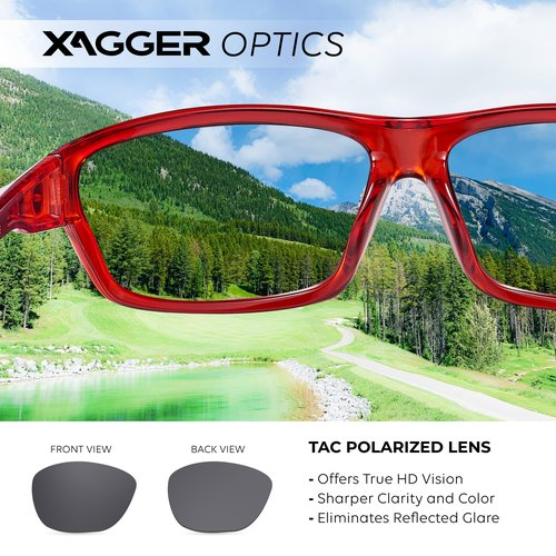 Xagger Polarized Wrap Around Sport Sunglasses for Men Women TR90 Frame Driving Running Fishing