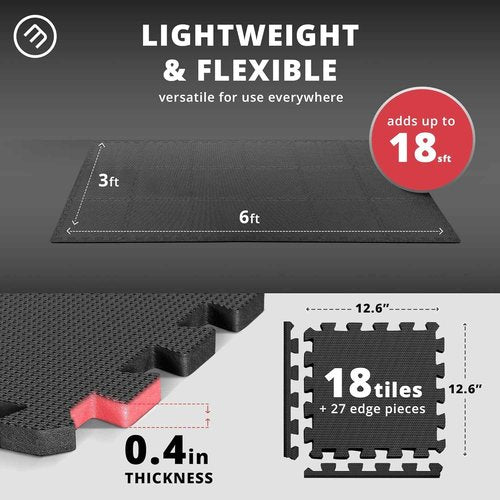 18-Piece EVA Interlocking Gym Mats Set - 12.6” Foam Floor Tiles for Home Workout & Fitness