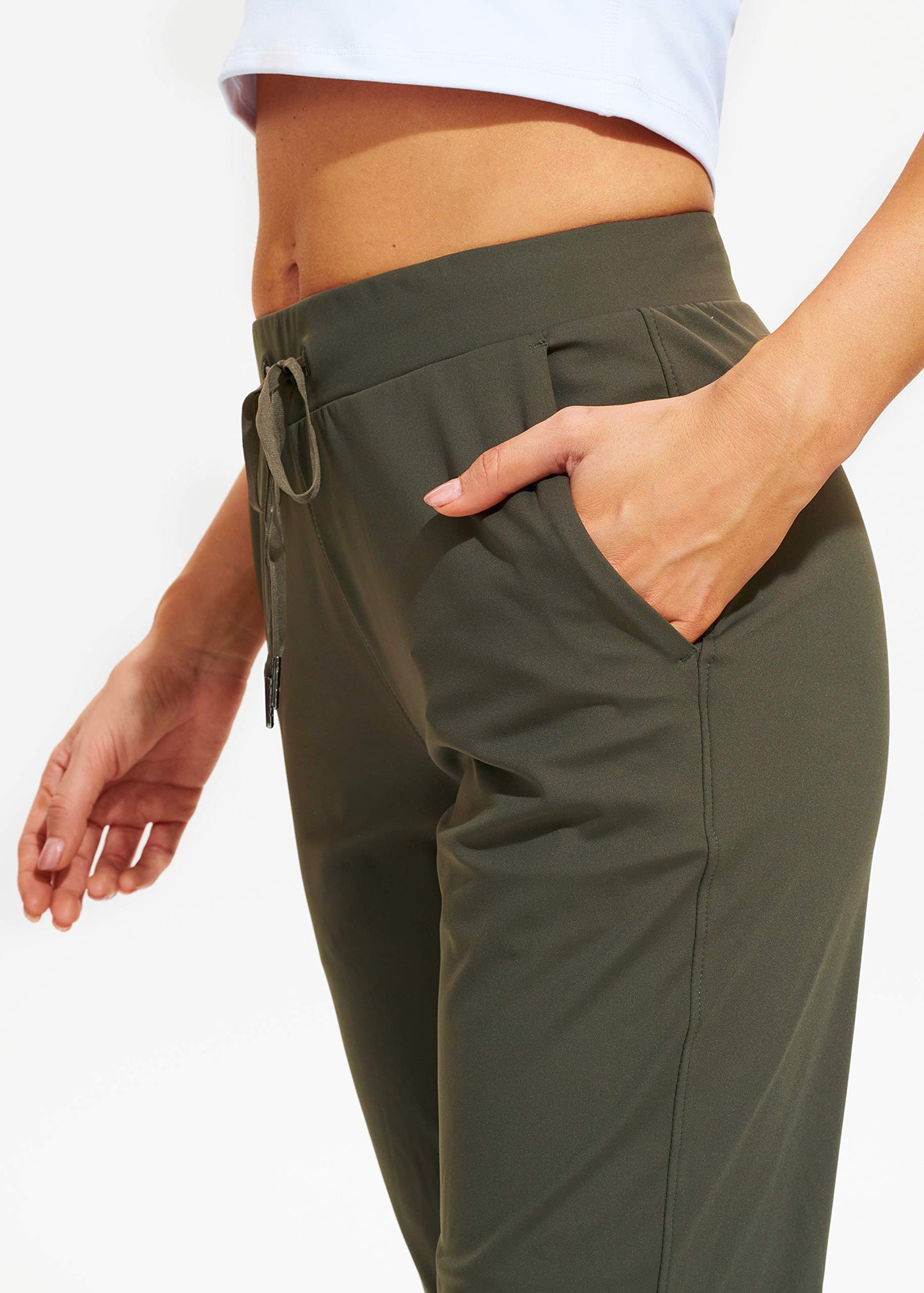 Libin Joggers for Women Petite/Regular/Tall Dance Sweatpants Athletic Workout Tapered Lounge Casual Teacher Pants for Running Yoga Cloths, Olive Green L
