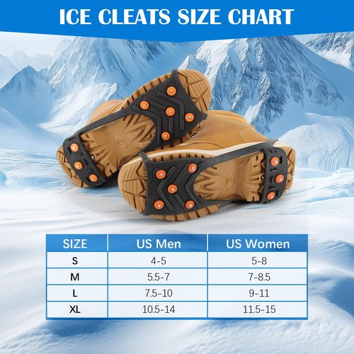 UNITACKLE Gripper Spike Ice Traction Cleats, Non-Slip Ice Snow Grips 8 Steel Studs, Universal Ice Spikes Snow Grips Traction for Walking Climbing Hiking on Snow and Ice