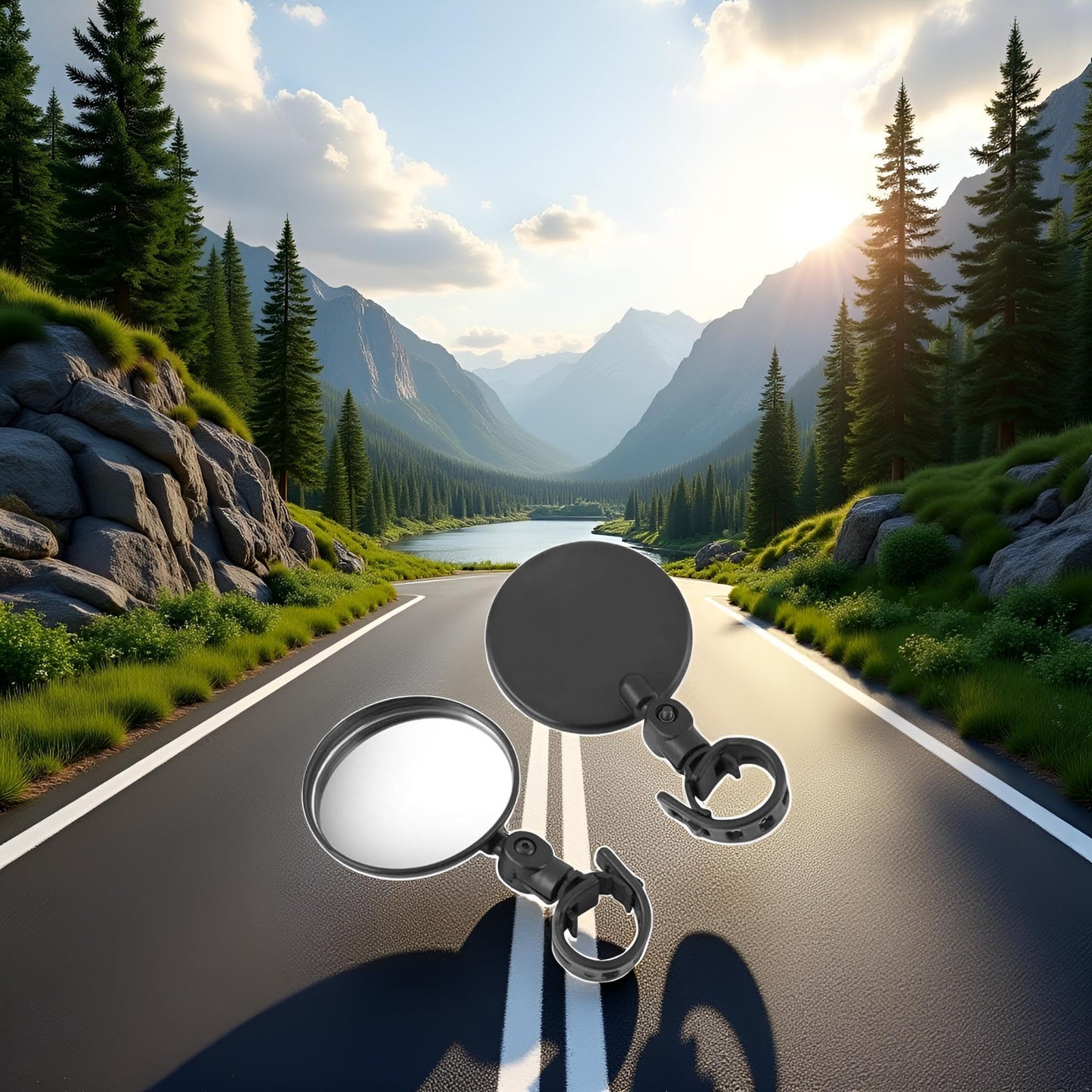 2Pcs Black Adjustable Rear View Mirror for Bikes, Universal Rearview Mirror for Handlebars, Wide Angle Acrylic Convex Safety for Adult Bikes/Kids/Road/Mountain Bike, Cycling Accessories