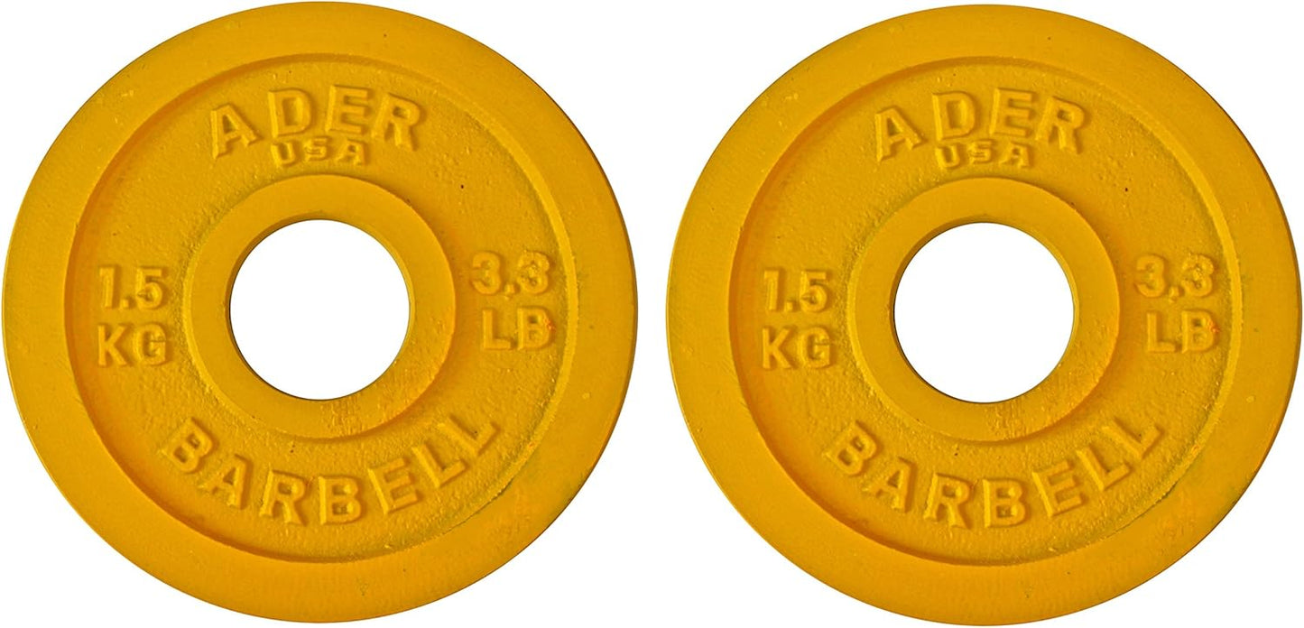 Precision Color Olympic Weight Plates - Ader 1 KG Metal Plates for Strength Training