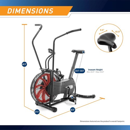 Marcy Air-Resistance Fan Bike with Dual Action Handlebars for Full-Body Workout