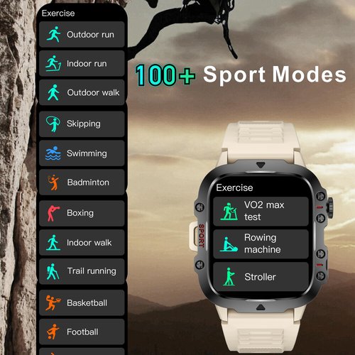 Military Smart Watch Answer Make Calls Smartwatch Compatible iPhone Android Phones 1.96" Fitness Tracker Heart Rate Monitor Sleep Monitor Pedometer