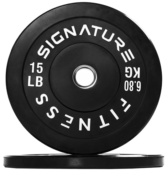 Fitvids 2" Olympic Bumper Plate Weight Plates with Steel Hub, 15LB, Pair