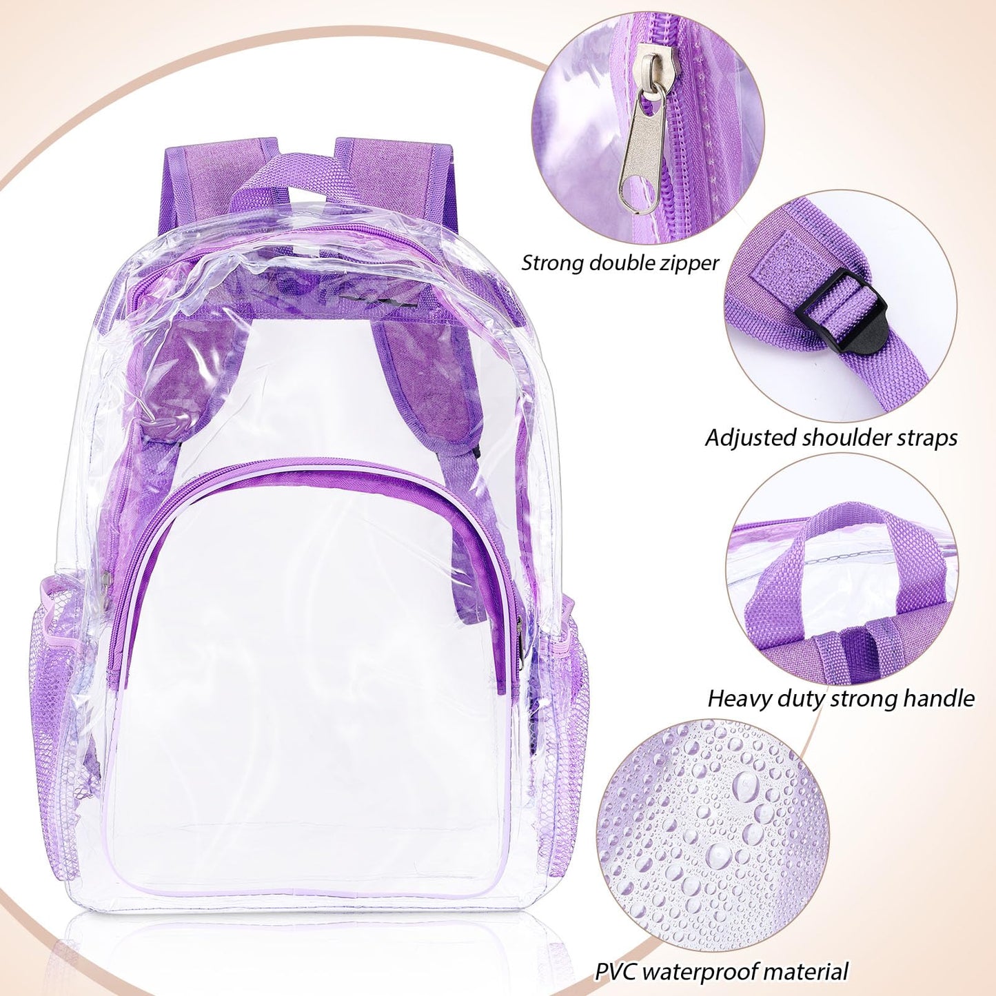 Aliceset Clear Backpack Bulk Heavy Duty Clear Bookbag 16 Transparent Waterproof Color Back Packs Donation Sports Stadium(30 Pcs)