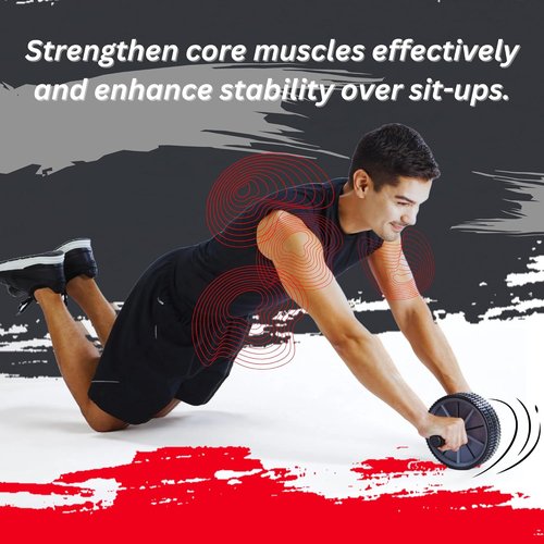 Core Fitness Wheel - Ab Roller Wheel for Core Workout, Abdominal Strength Training - Abs Workout Equipment with Easy-Glide Wheel & Padded Handles - Home Gym Exercise Wheels for Men Women