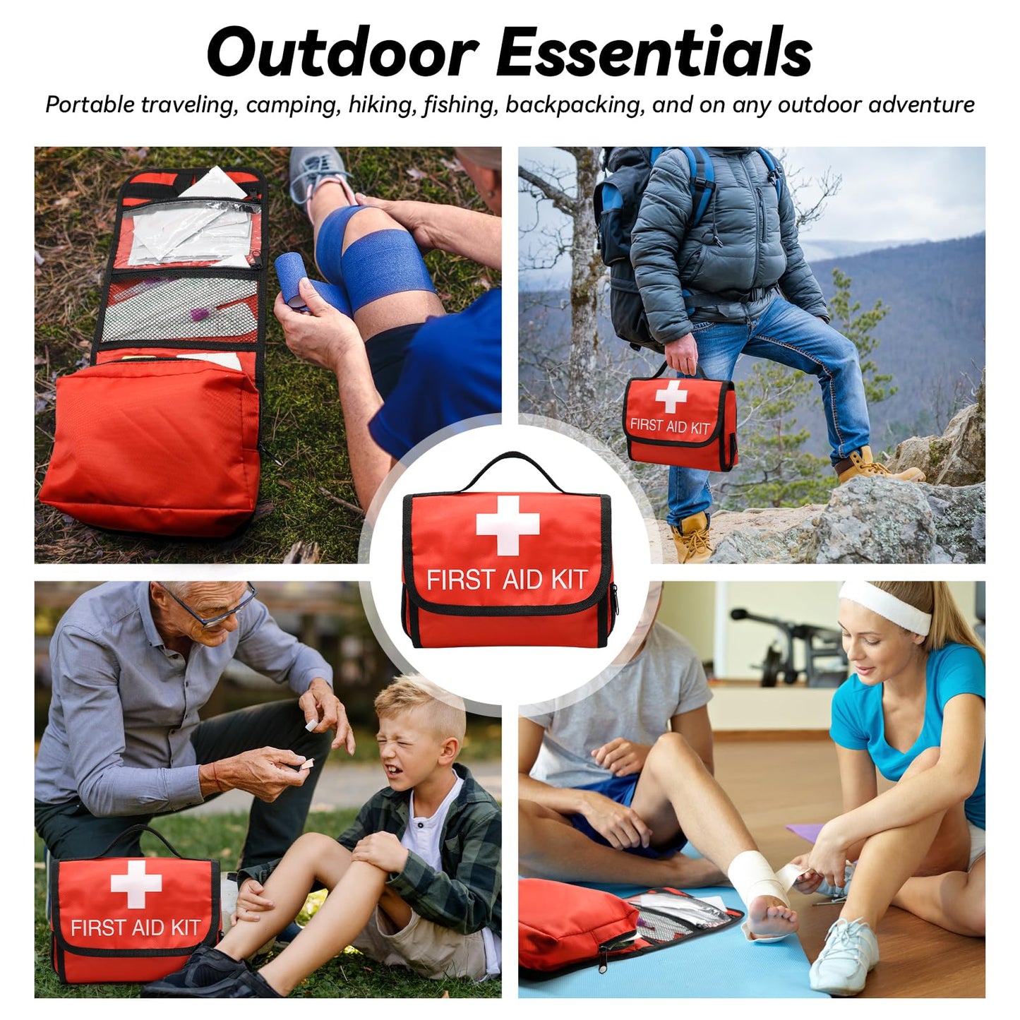 Faylapa Empty First Aid Bag Travel Essentials Medical Pouch 8.07x6.29x1.96 inch Bag Foldable for Travel, Home, Office, Vehicle, Camping, Outdoor (Bag Only)